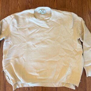 Acne Misty Boiled PUS14 Ecru sweatshirt sweater with silver side zippers Small